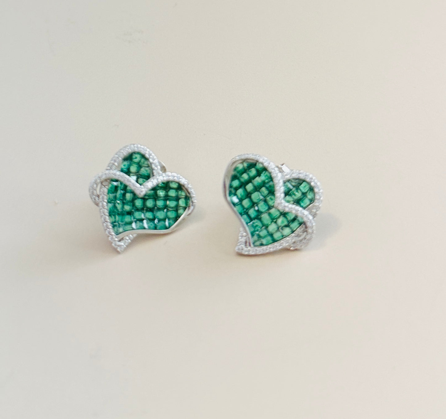 Emerald Heart Earrings & Pendant