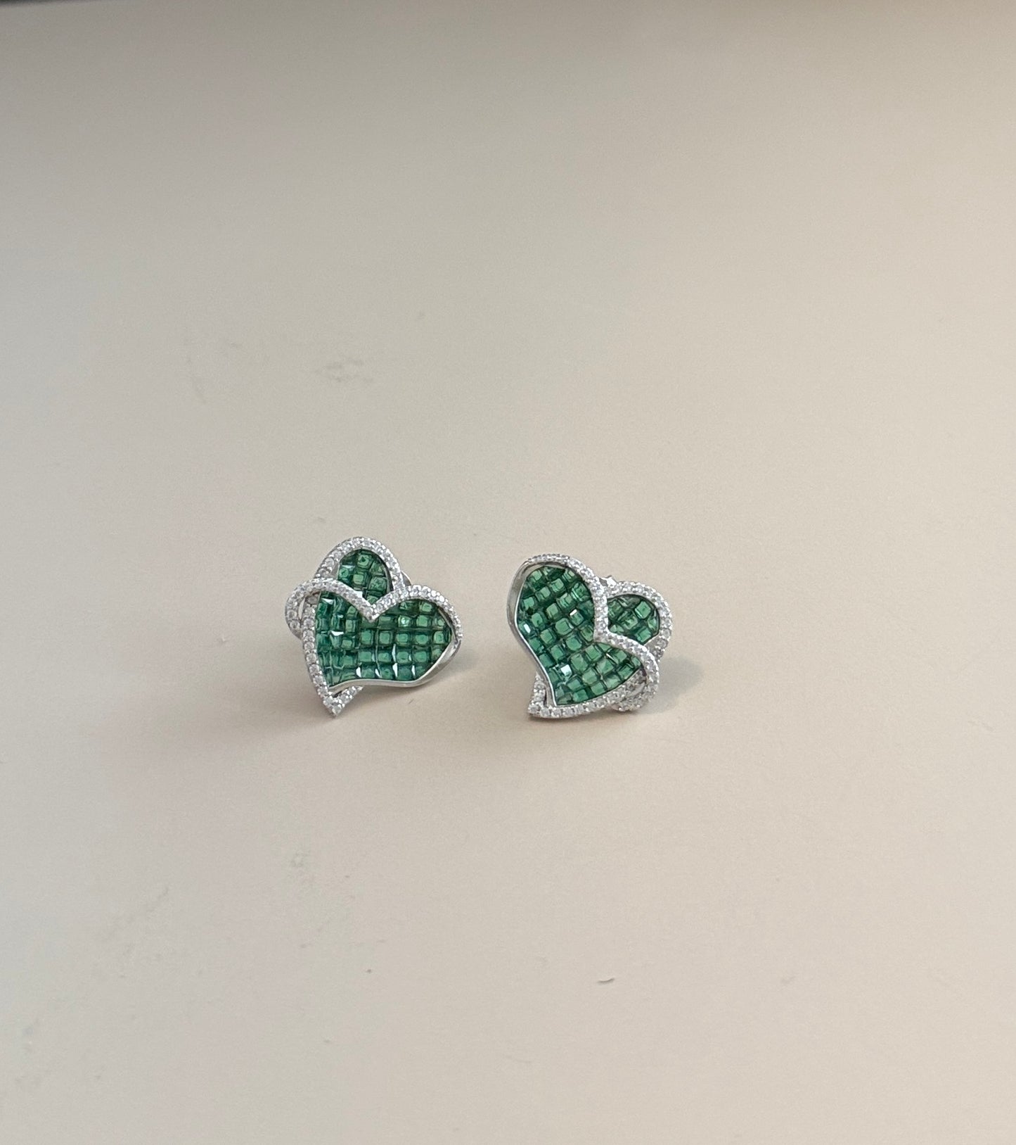 Emerald Heart Earrings & Pendant