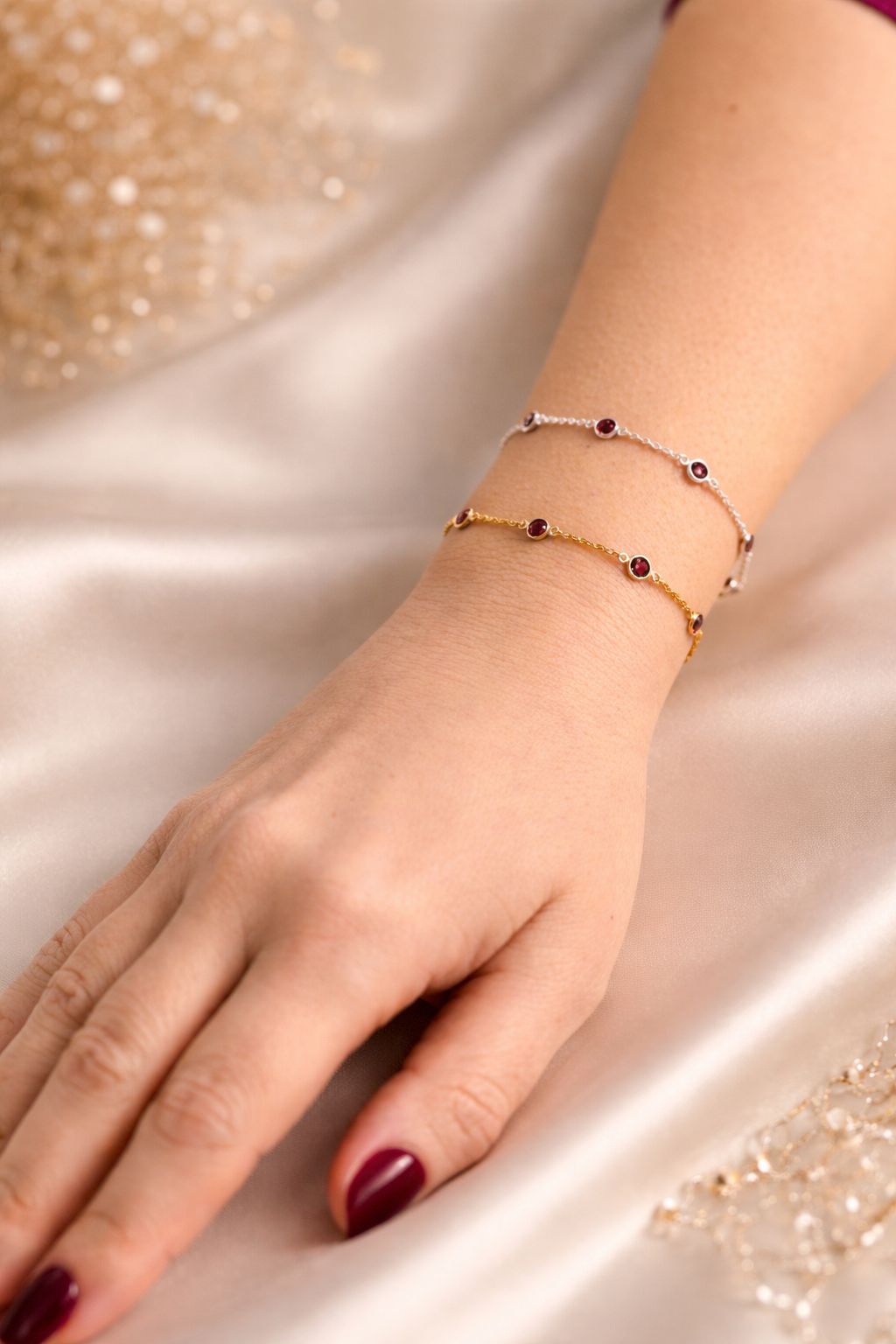 925 sterling silver birthstone bracelet with premium gemstones, waterproof and tarnish-free