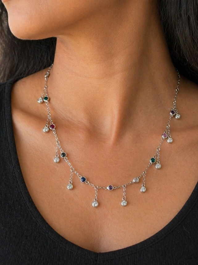 Multi Sapphire Necklace & Earrings Set