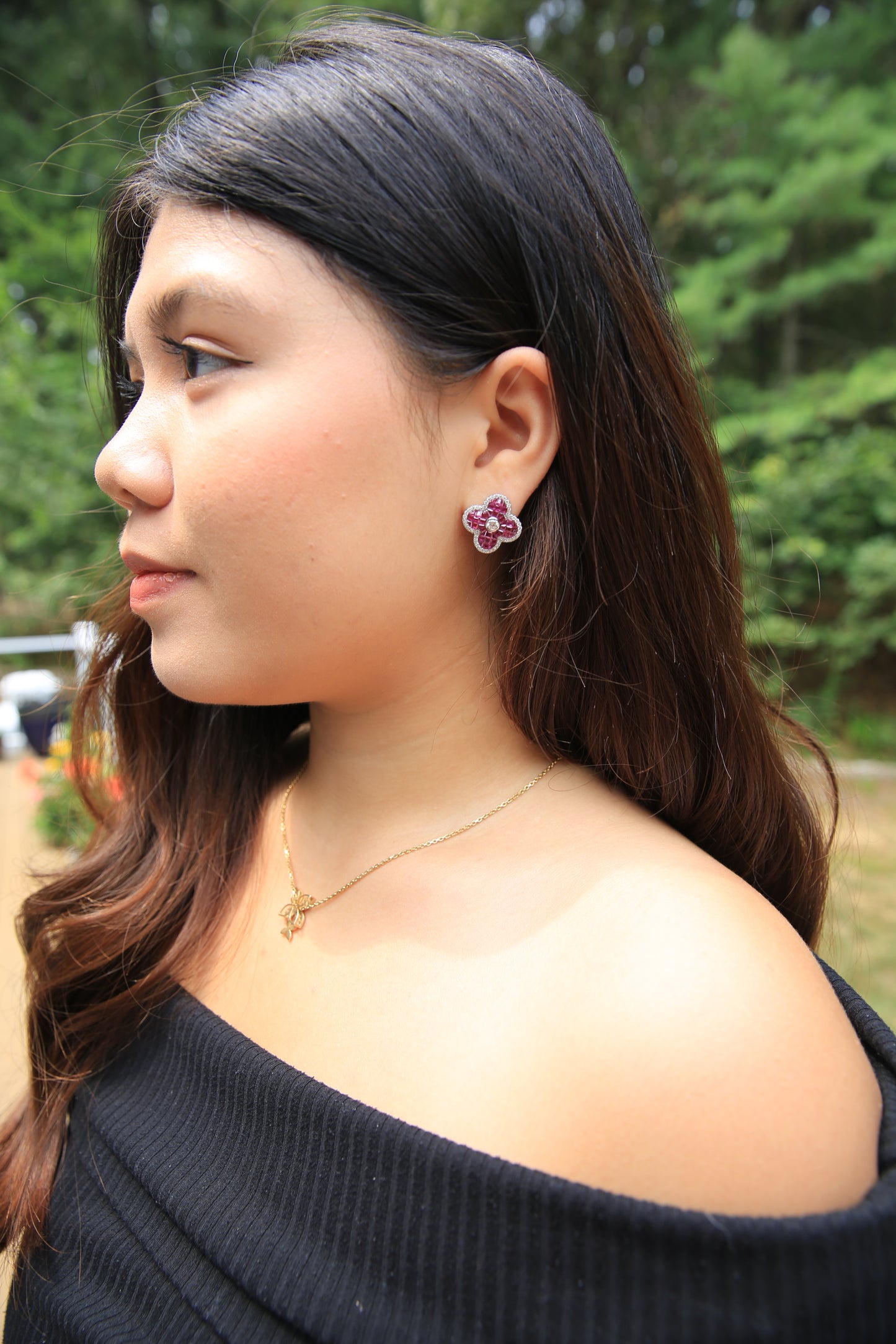 Pink Rose Earrings