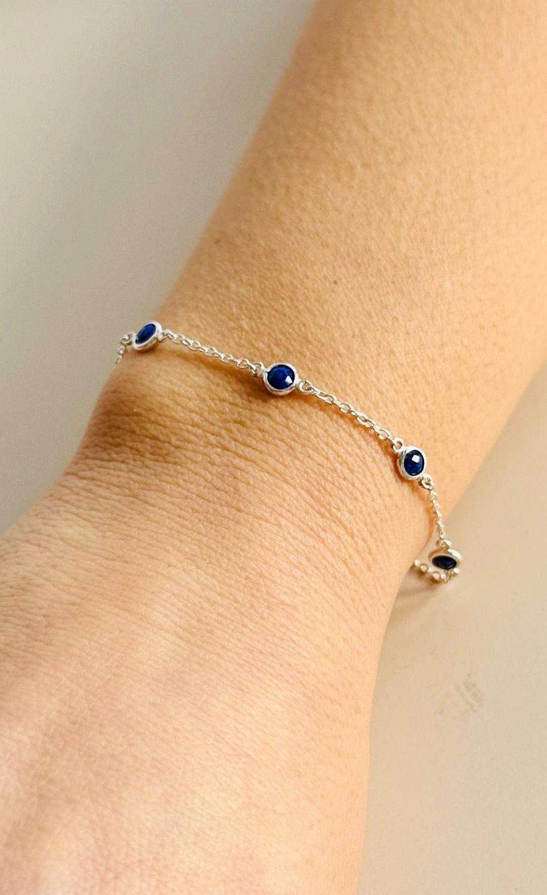 Septemeber Birthstone Bracelet — Lapis minimal everyday fine jewelry in solid gold and sterling 925 silver with natural gemstones.