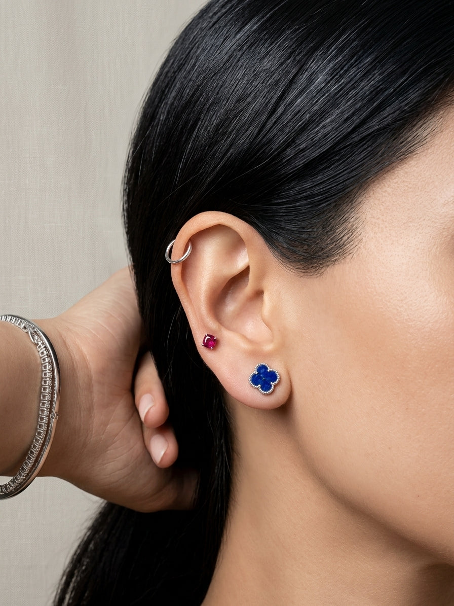 clover earrings lapis lazuri  in silver