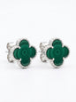 clover earrings malachite   in silver