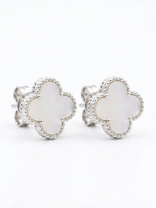 clover earrings mother of pearl in silver