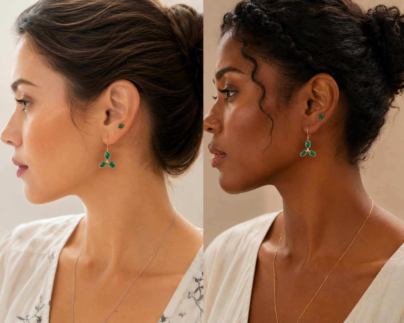 emerald flower in solid gold