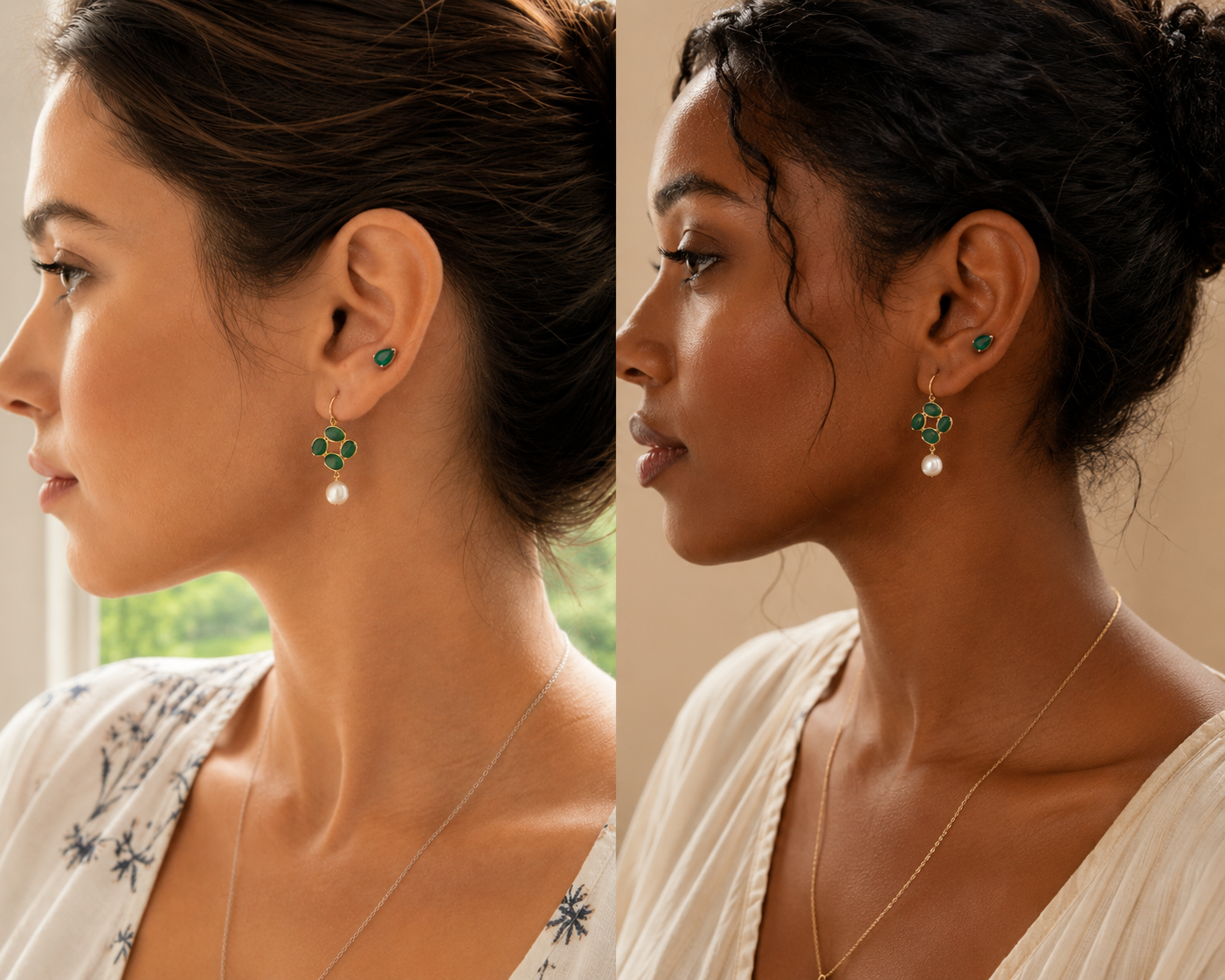 emerald gold earrings