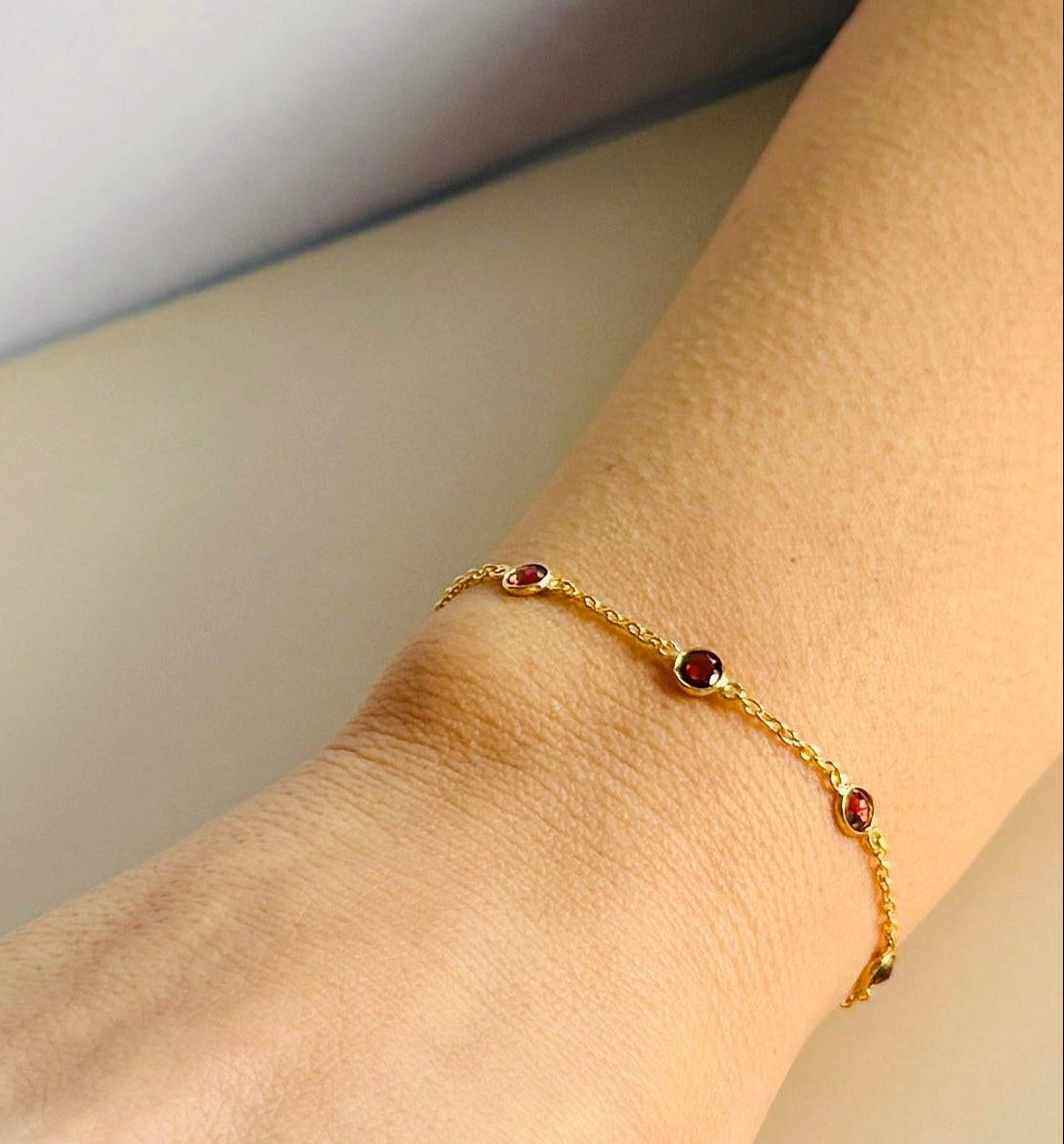 garnet silver bracelet