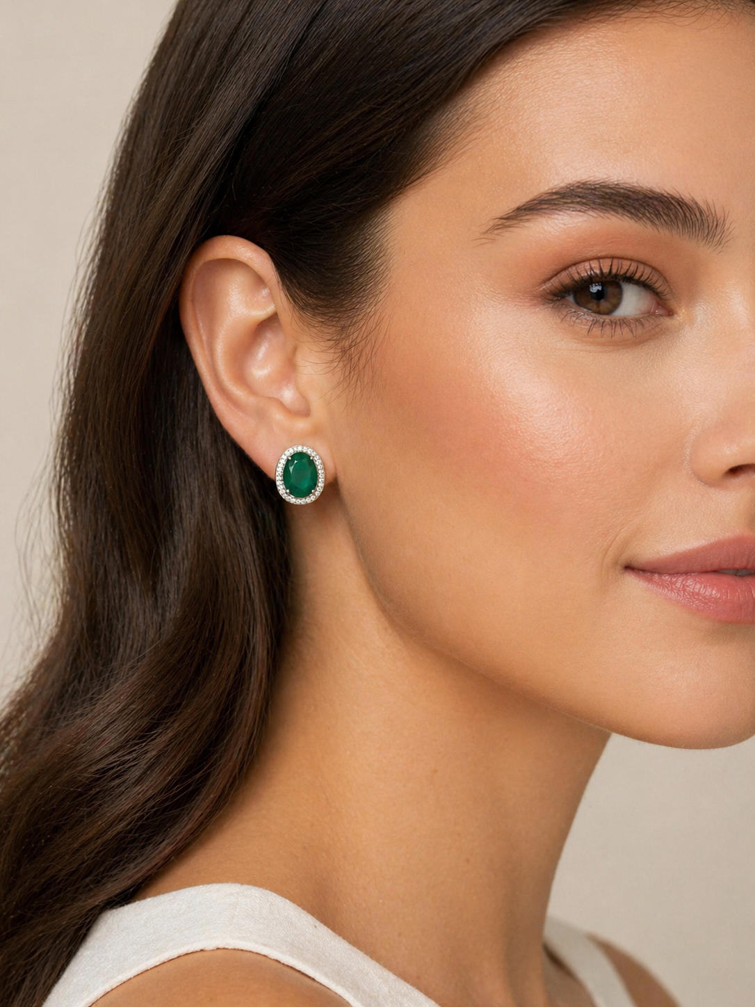 emerald green silver earrings