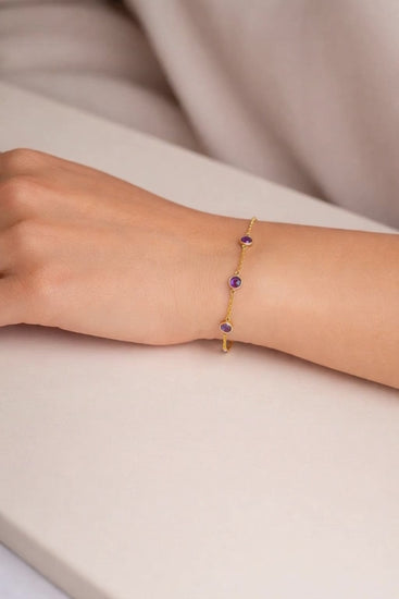 925 sterling silver birthstone bracelet with premium gemstones, waterproof and tarnish-free