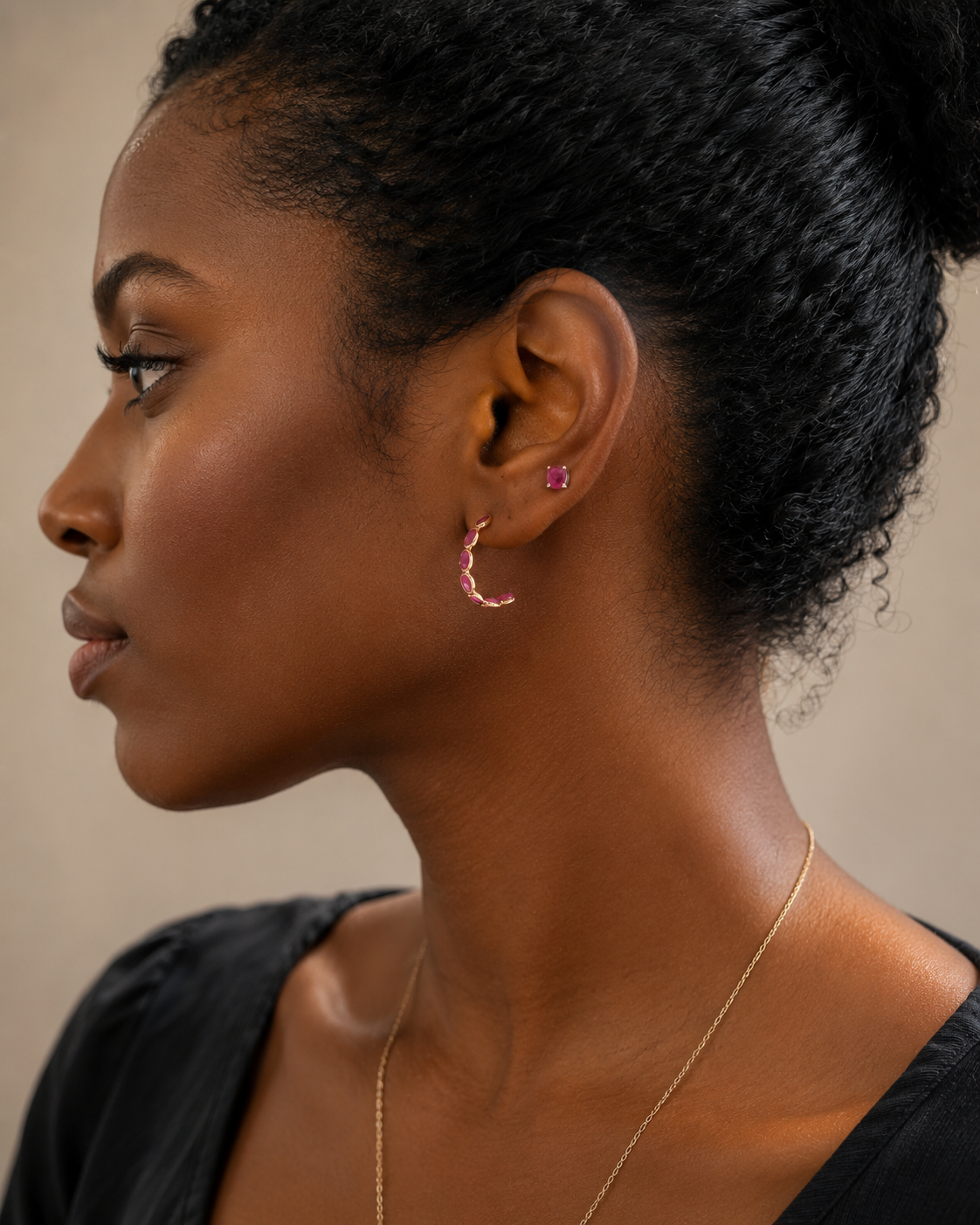ruby gold earrings