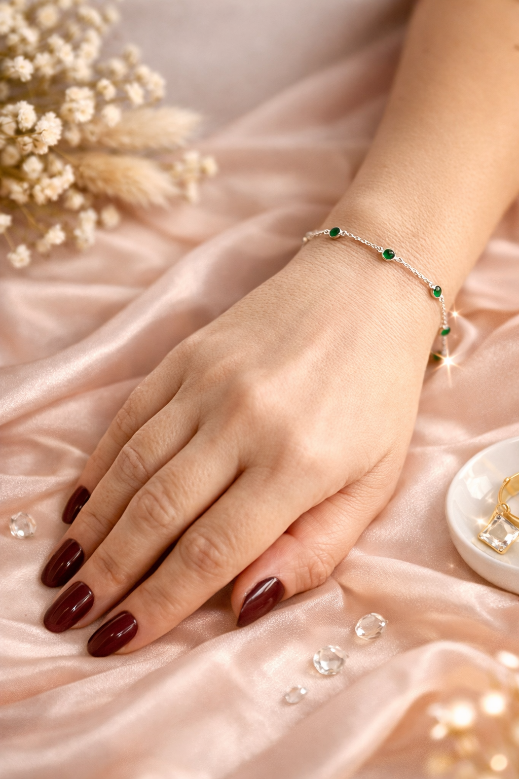 may birthstone sterling silver bracelet