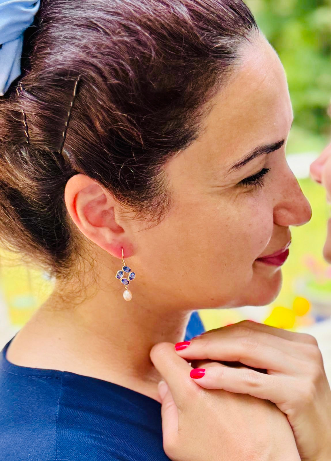 tanzanite gold earrings