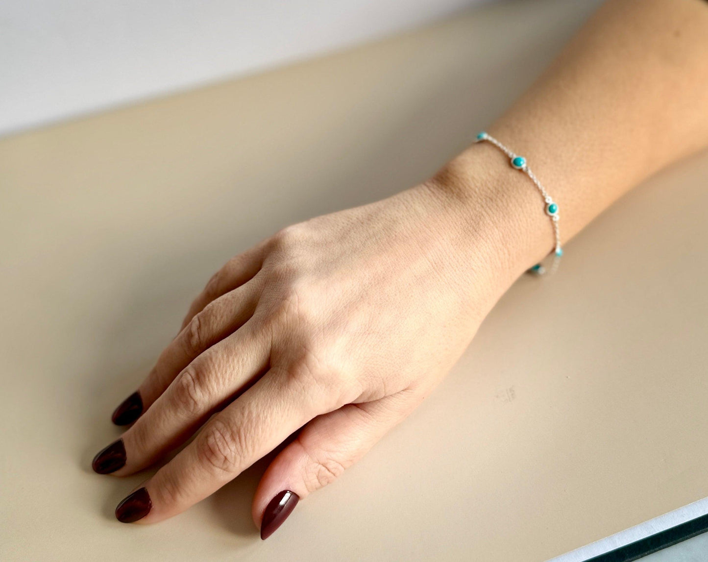 December birthstone turquoise bracelet in sterling silver